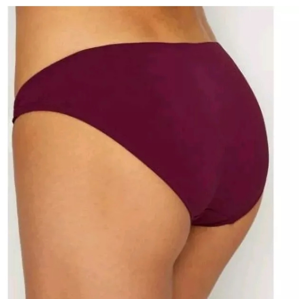 New Robin Piccone Luca Cut Out Bikini Bottom Womens XS Rubine Wine Swim